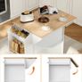 Kitchen Island with Folding Countertop, Kitchen Storage on Wheels White and Natural, Kitchen Island on Wheels, Storage Cabinet with Adjustable Shelf and Towel Rack for Kitchen and Dining Room Image 3
