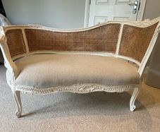 French Louis XV sty Cane Back Loveseat / Hall Sofa
