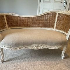 French Louis XV sty Cane Back Loveseat / Hall Sofa
