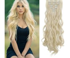 BNIP Blond Wavy Clip In Hair 7pce Extensions