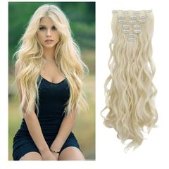 BNIP Blond Wavy Clip In Hair 7pce Extensions