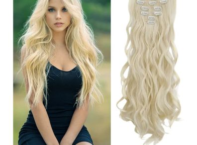 BNIP Blond Wavy Clip In Hair 7pce Extensions