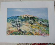 Limited edition lithograph Village Provencal by Marcel Belvisi