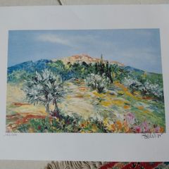 Limited edition lithograph Village Provencal by Marcel Belvisi