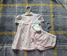 0-3m, With Tags Baby Dress, Socks and Knickers Set
