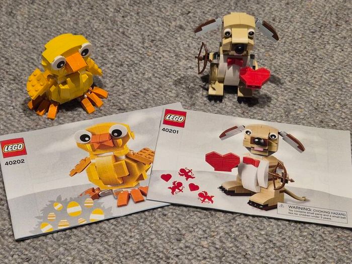 Lego 40201 Valentine's Cupid Dog and 40202 Easter Chick