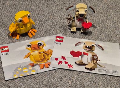 Lego 40201 Valentine's Cupid Dog and 40202 Easter Chick