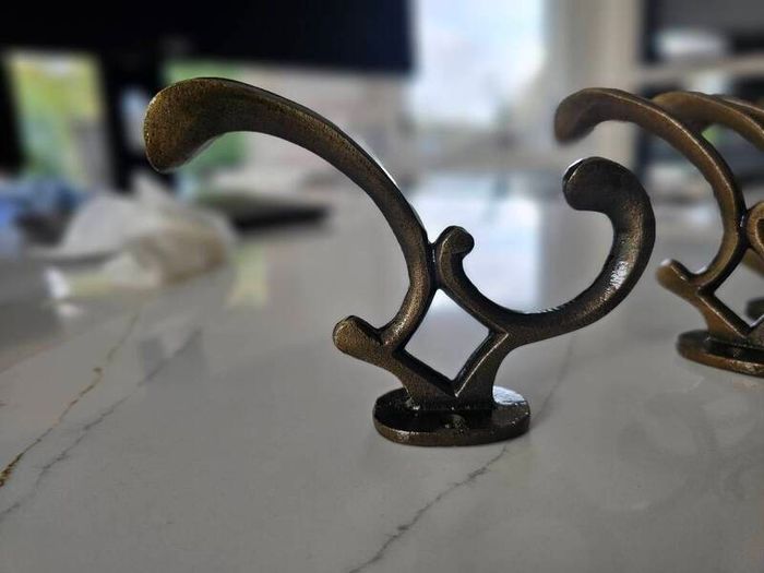Antique Brass Coat Hooks x 7