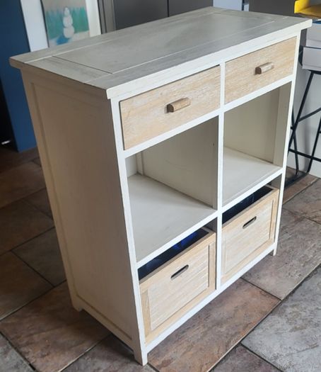 Hall console with drawers and shelves