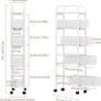 Premium Metal Kitchen Storage Trolley with Pull out Basket Narrow 5 Tier, Vegetable Fruit Organiser Rack Utility Rolling Cart on Lockable Wheels, Pantry Shelf Slim Shelving Unit, White Image 8