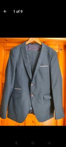 Men's 2 piece, Travis, jacket and trousers Teal suit. Slim fit. Worn oncen