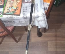 A Ceremonial Sword with Crown Gilt Metal Hilt with Coloured Stones, Etched Steel Blade and Black Scabbard with Gilt Mounts and Suspension Chain.  Postage Available on all my Items or Collection in Rochfortbridge Westmeath,