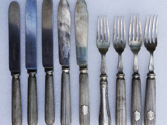 Vintage mixed set of Elkington & Co. silver-plated flatware 1800s