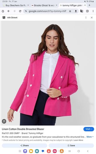 Tommy Hilfiger - Blazer - Pink - Linen Cotton - Fits UK 10 to 12 - BNWT RRP 300
