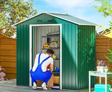 Garden Shed 6.5ft x 3.5ft Large Metal Shed for Outdoor Storage with Double Sliding Doors and 4 Vents
