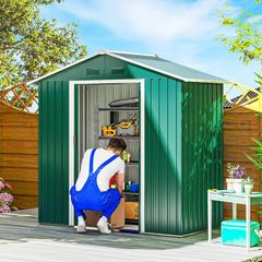 Garden Shed 6.5ft x 3.5ft Large Metal Shed for Outdoor Storage with Double Sliding Doors and 4 Vents