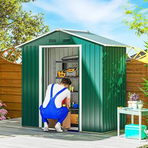 Garden Shed 6.5ft x 3.5ft Large Metal Shed for Outdoor Storage with Double Sliding Doors and 4 Vents