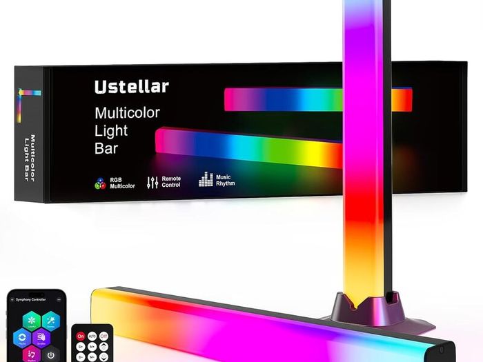RGB Light Bar, Smart APP Control Music Sync RGB IC LED Lights Bars, Remote Control Color Changing Gaming TV Backlight, USB Powered Ambient Lighting for PC Room Monitor Desk Decor 2pcs 42CM