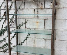 Steel - cast iron shelves with glass and cast iron candle holders