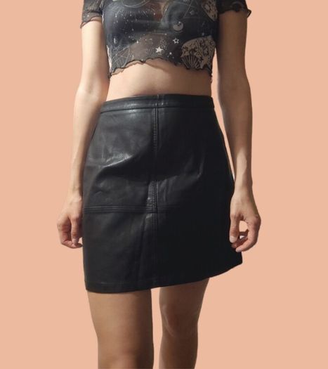 New Look black faux leather skirt, size 10