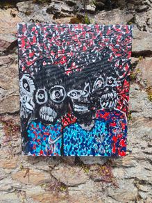 Cyber religion original acrylic painting