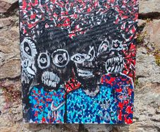 Cyber religion original acrylic painting