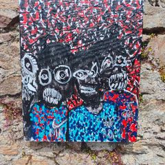 Cyber religion original acrylic painting