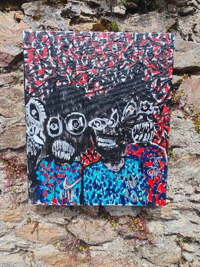 Cyber religion original acrylic painting