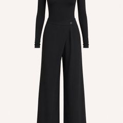 Black Wrap  Trouser Brand Cream