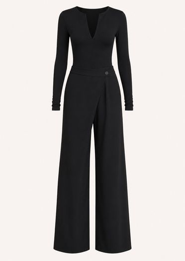 Black Wrap  Trouser Brand Cream
