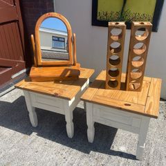 coffee table x 2,wine racks x 2 and dressing table mirror