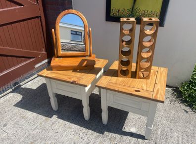 coffee table x 2,wine racks x 2 and dressing table mirror