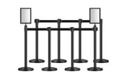 Stanchion Post, 8 Pcs Crowd Control Barrier with 8 Retractable Belts &amp; 2 Sign Holders, Carbon Steel Stanchion Post Queue with Sand Injection Hollow Base for Theater, Party, Wedding, Exhibition