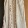 Ancient Greek Designer Maxi halter neck dress in embroidered cream and metallic gold thread and high thread count material Image 4