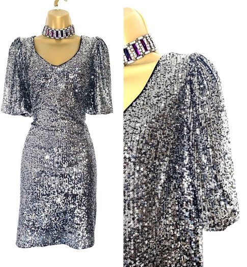 Kelly Brook Silver Sequin Dress