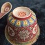 Vintage Jingdezhen Mun Shou Longevity Porcelain Rice Bowl Set, Red Famille Rose, 1960s/70s Image 5