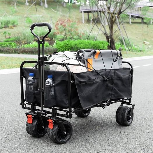 NEW SALE Folding Festival Trolley Cart With Brakes, Beach Trolley for Sand Cart With Adjustable Handle