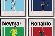 Soccer Posters 8x10 Inch Canvas Prints Unframed Set of 4 - Messi, Ronaldo, Mbape And Neymar Famous Football Superstar Poster Sports Decor for Boys Bedroom Wall Art