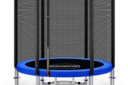 Trampoline with safety net, ladder and padded poles