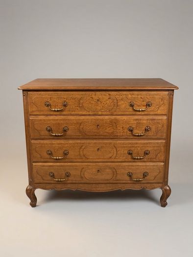 Early 20th Century French Solid Oak Chest of Drawers