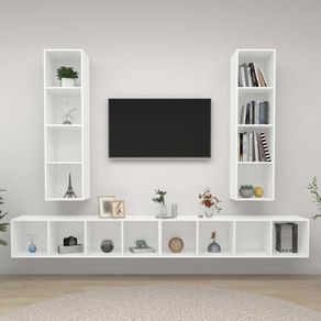 Wall-mounted TV Cabinets 4 pcs White Chipboard