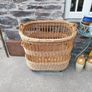 large wicker Laundry / Bakery Basket on wheels 34" long Image 2