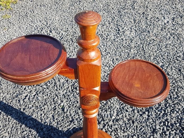 plant holder in hardwood (mahogany).