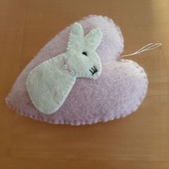 Felted wool rabbit decoration