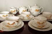 Japanese Porcelain Dragonware Tea Set with Geisha Lithopane.