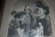 Beautiful antique engraving 1855 The Alms deeds of Dorcas