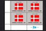 1988 United Nations New York Denmark National Flag (part of flag stamp series) Block of 4 Mint Never Hinged (MNH)