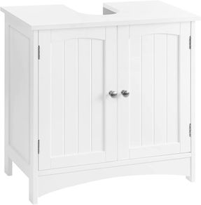 Vanity unit, vanity unit, vanity unit, bathroom cabinet with 2 doors, adjustable shelf, lots of storage space, free-standing, country house style, 60 x 30 x 60 cm, white