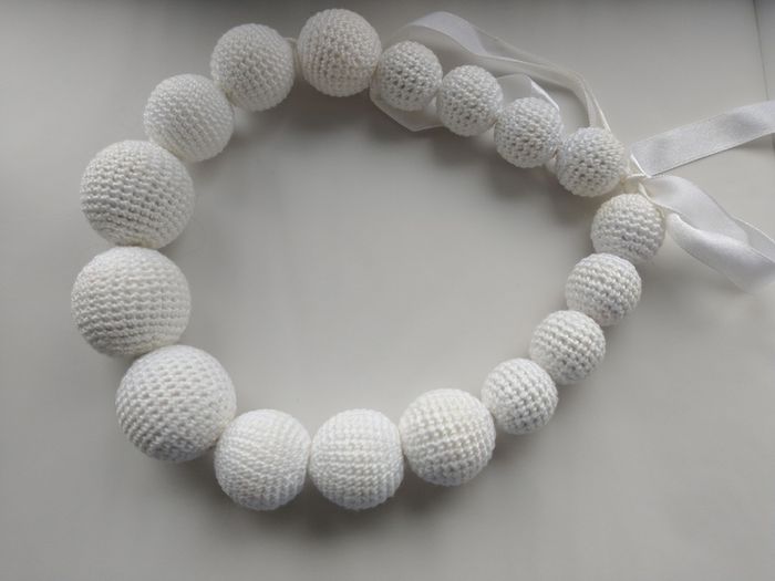 Handmade white crochet necklace