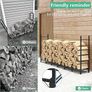 2.44m Outdoor Firewood Rack for Fireplace, Heavy Duty Steel Log Holder, Indoor Wood Pile Storage Organizer, Adjustable Stacker Stand,  Black Image 3